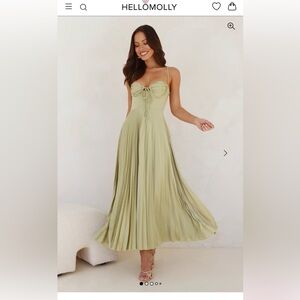 Hello Molly Sage Pleated Maxi Dress